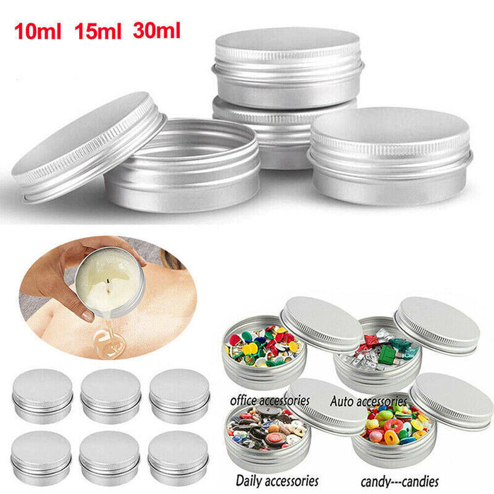 50-200PCS Durable Silver Aluminum Cosmetic Pot Lip Balm Jar Containers