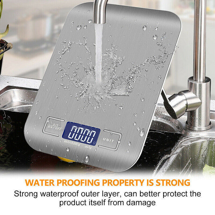 Digital Kitchen Scale 5kg Stainless Steel Surface with LCD Display