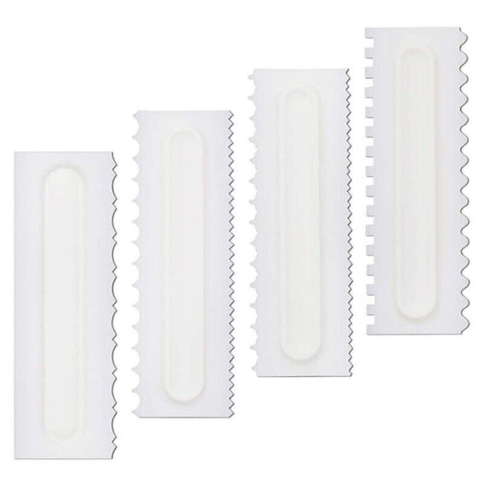 4 Pcs Cake Decorating Scrapers Textured Icing Smoother Tools