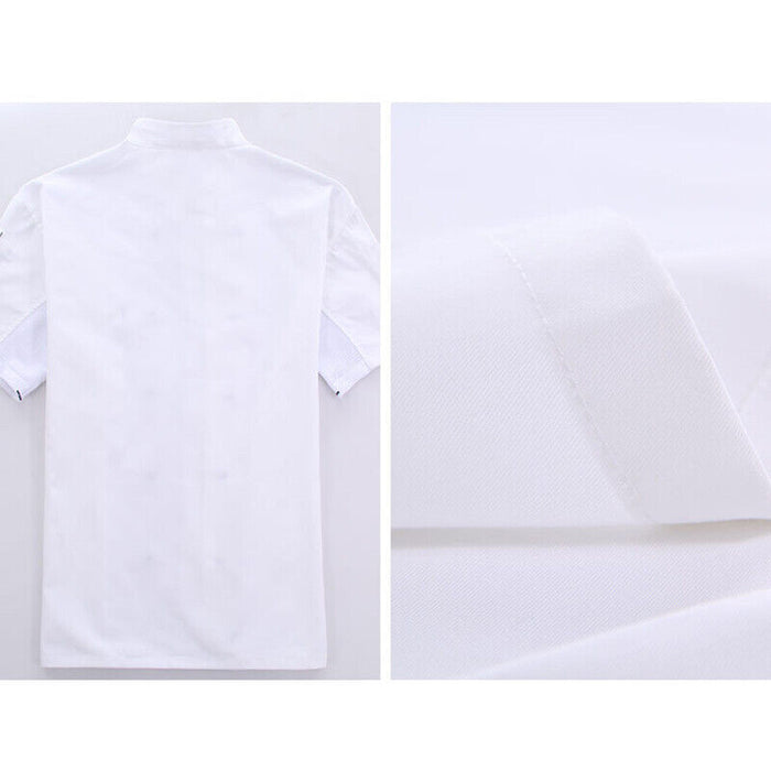 Unisex Mesh Sleeve Chef Coat with Mandarin Collar and Pockets