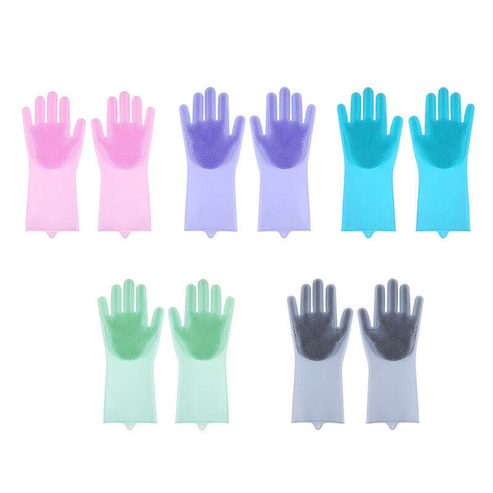 Silicone Dishwashing Gloves with Scrubber for Kitchen Cleaning