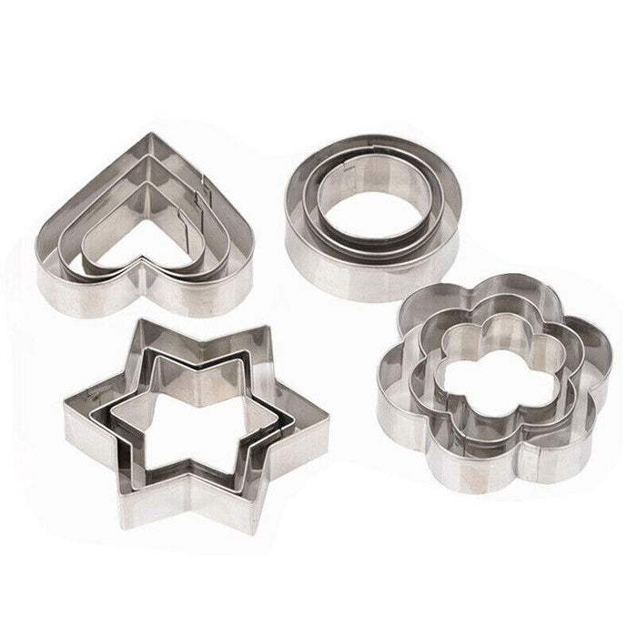 12pcs Stainless Steel Cookie Cutter Set Biscuit Mold for Baking