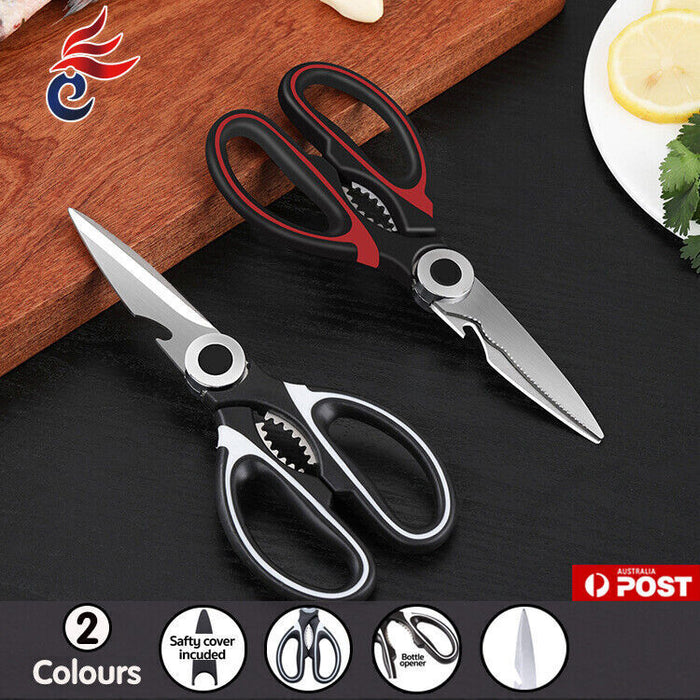 Kitchen Scissors Stainless Steel Black and Red Multi-Function