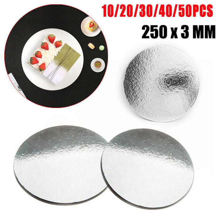 Round Silver Cake Pad Papers 10-inch Sturdy Base
