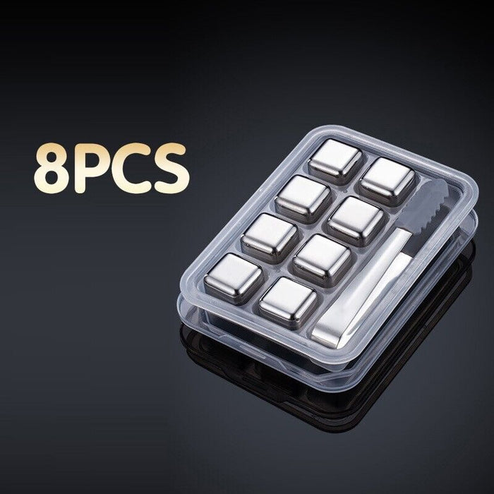 8 Pcs Stainless Steel Whiskey Stones, Rounded Corners