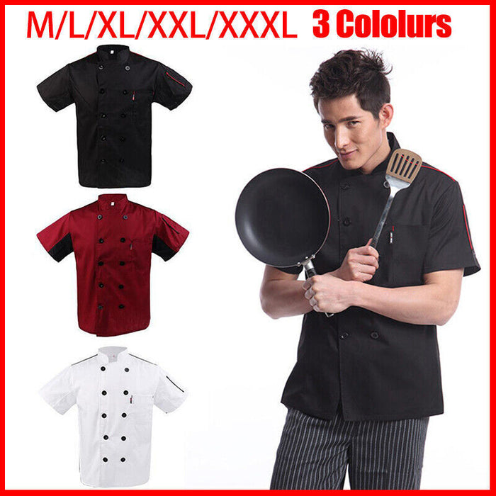 Unisex Mesh Sleeve Chef Coat with Mandarin Collar and Pockets