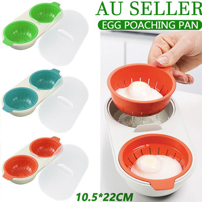 2-Egg Poacher with Lid Lift-and-Drain Colanders & Integrated Cracker