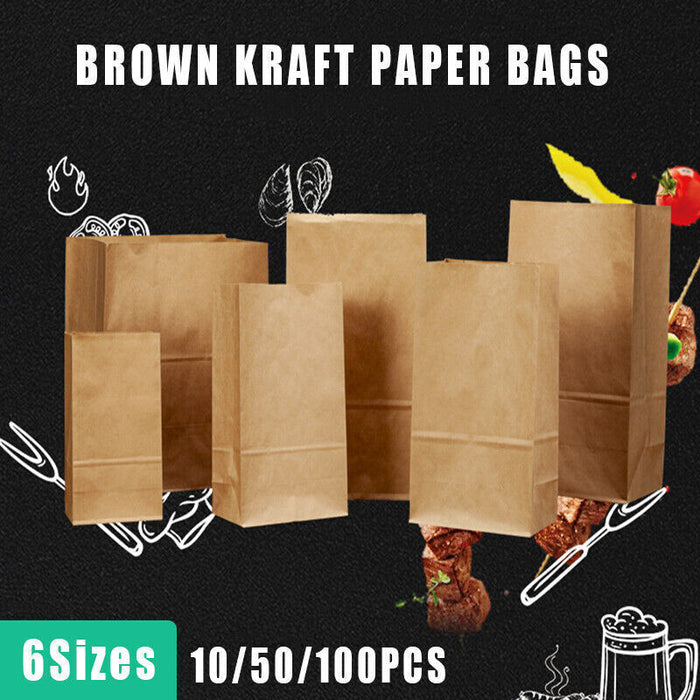 Brown Kraft Paper Bags Recyclable Biodegradable Food Safe
