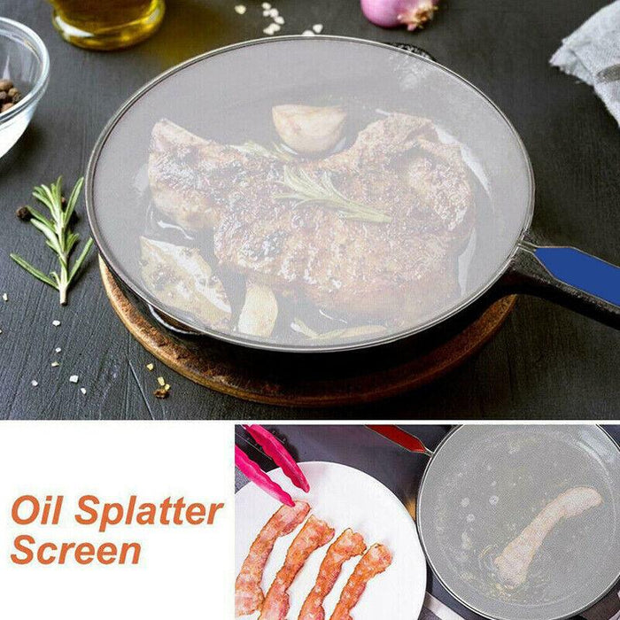 Stainless Steel Splatter Screen Oil Guard Pan Cover for Frying