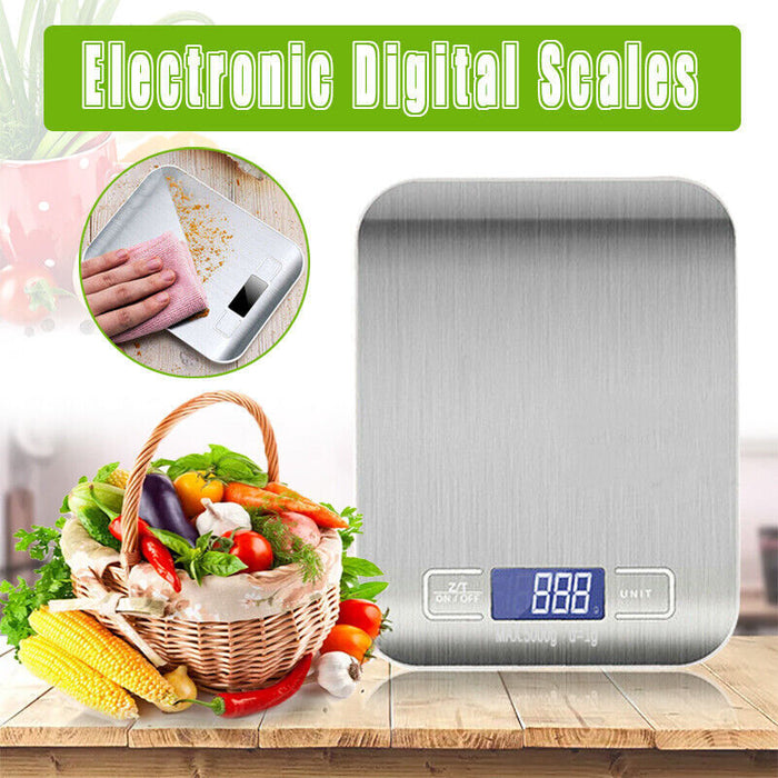 Digital Kitchen Scale 5kg Stainless Steel Surface with LCD Display