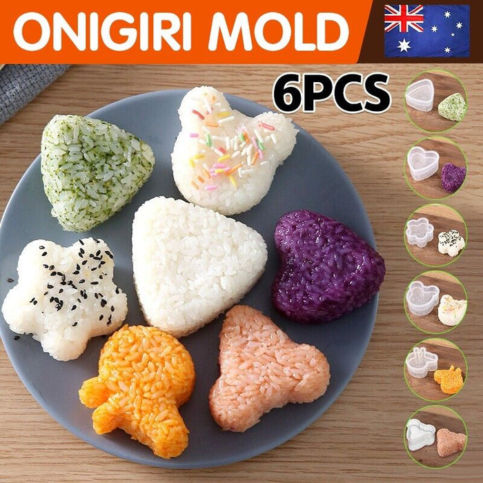 6 Pcs Sushi Mould Set BPA-Free PP Non-Stick Assorted Shapes