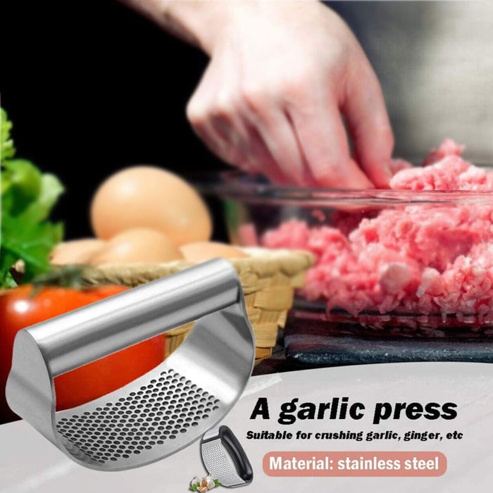 Stainless Steel Garlic Press with Arc Rocking Handle