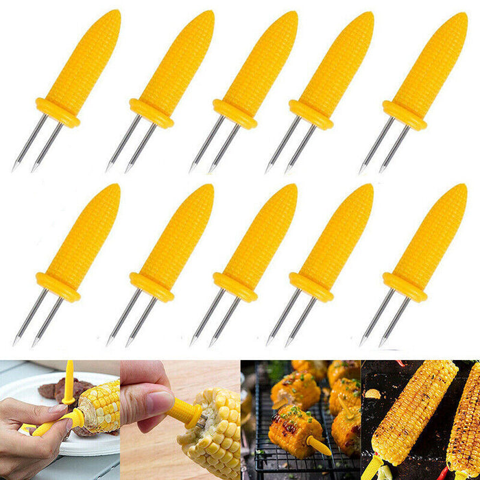 10pcs Corn Cob Holders Skewers Barbecue Fork BBQ Kitchen Accessories