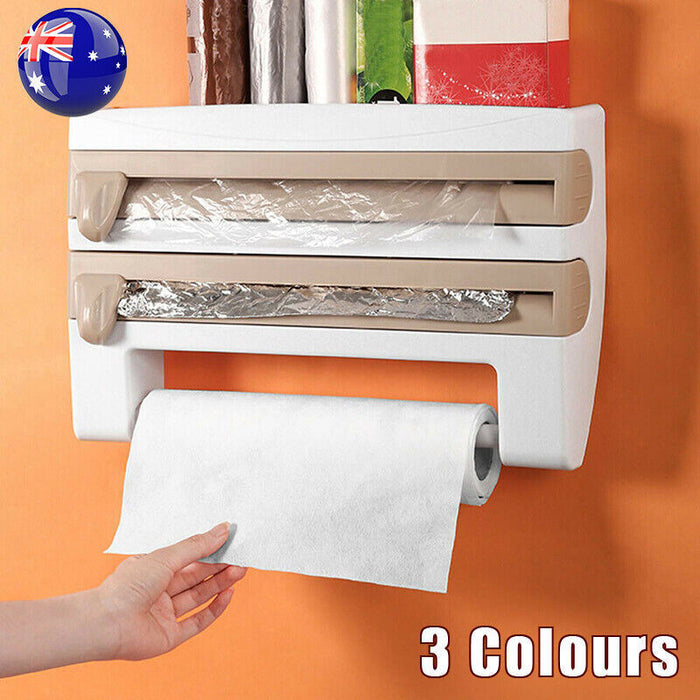 4-in-1 Wall-Mounted Wrap Dispenser Holder with Cutters