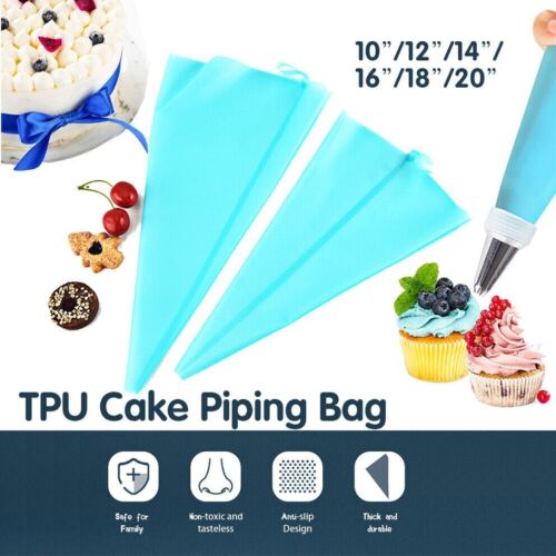 2 Pcs Reusable Silicone Pastry Bags Blue 10 to 20 Inch