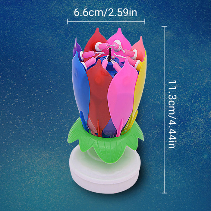 2Pcs Lotus Music Birthday Cake Candle Rotating Double-Deck