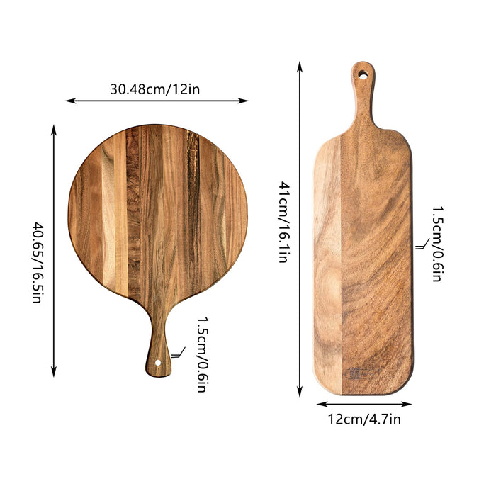 Solid Wood Cutting Board Non Slip Round Or Long 1.5cm