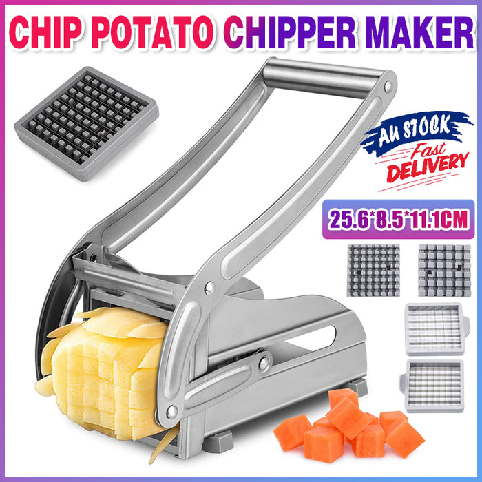 Manual Stainless Steel Potato Cutter with Interchangeable Blades