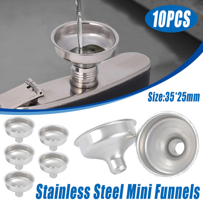 10pcs Stainless Steel Small Funnel Set for Bottle and Spice Filling