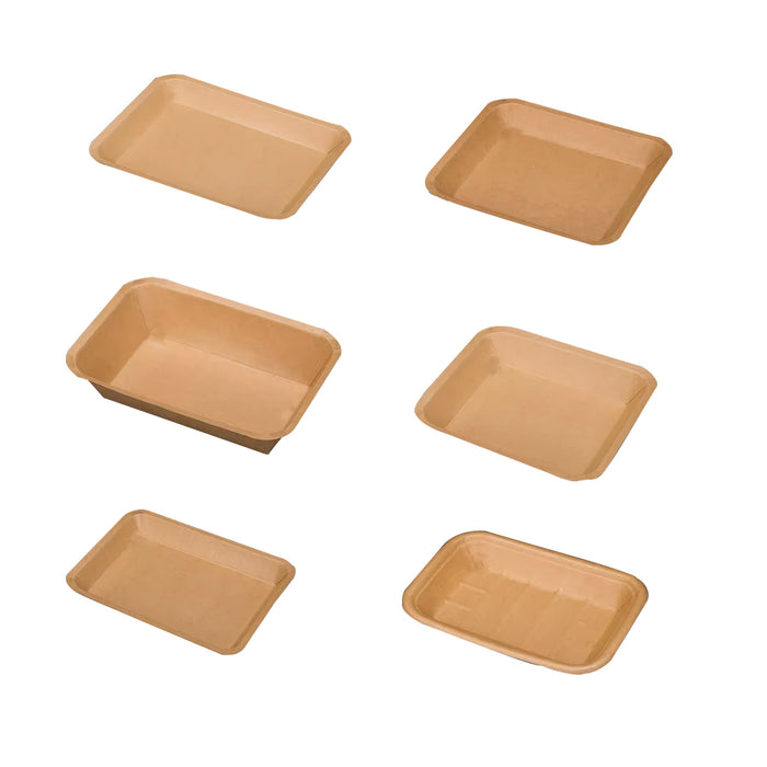 100pcs Eco-friendlyKraft Paper  Trays for Fries Snacks Greaseproof Hot Dog Trays
