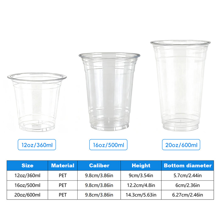 Disposable Cold Drink Cups with Lids Straws PET Clear 12oz 16oz 20oz