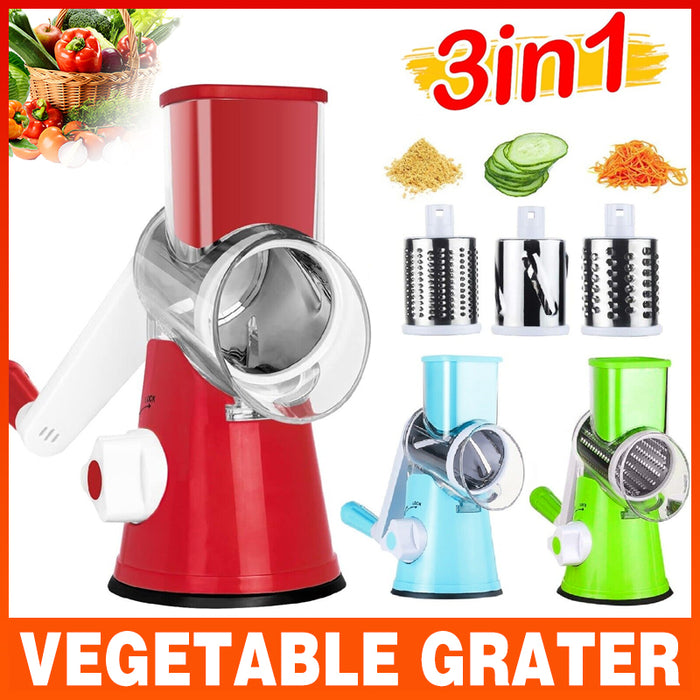 Rotary Drum Vegetable Slicer with 3 Drums Suction Base