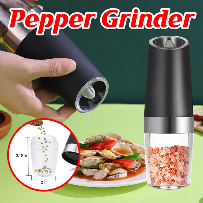 Automatic Gravity Electric Pepper Salt Grinder LED Light Ceramic Core 6.5 x 22 cm