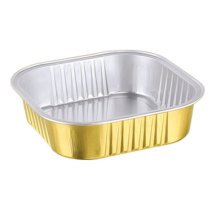 50Pcs Thickened Aluminum Foil Containers with Plastic Lids – Rectangular & Round
