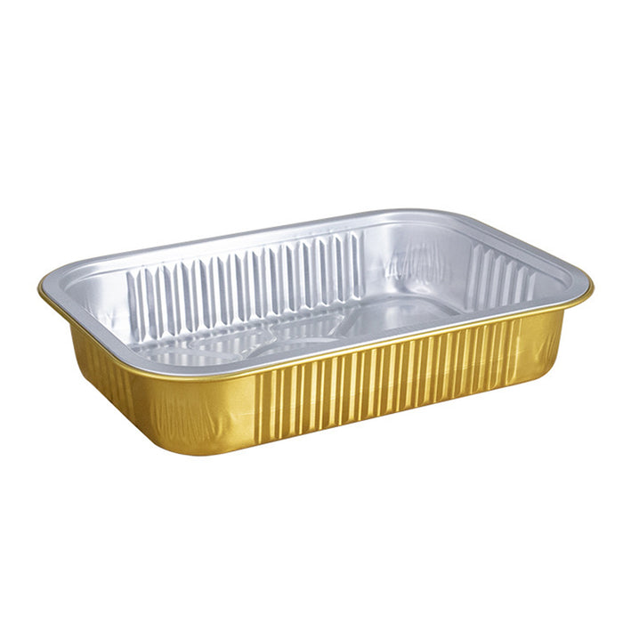 50Pcs Thickened Aluminum Foil Containers with Plastic Lids – Rectangular & Round