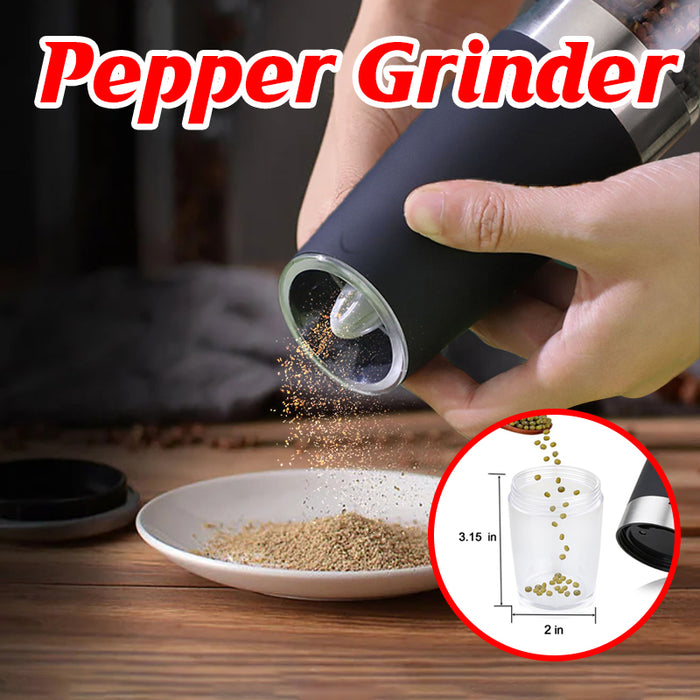 Automatic Gravity Electric Pepper Salt Grinder LED Light Ceramic Core 6.5 x 22 cm