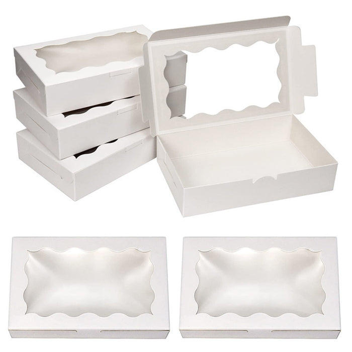 50 Pcs Kraft Cake Boxes with Clear Window Food-Grade in 3 Colors