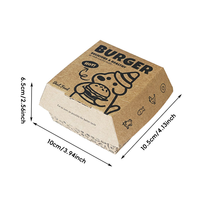 100 Pcs Food-Grade Kraft Burger Takeaway Boxes with Vent Hole 2 Styles