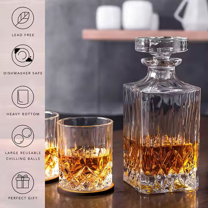 1 Decanter 4 Glasses Whisky Decanter Set Clear Glass