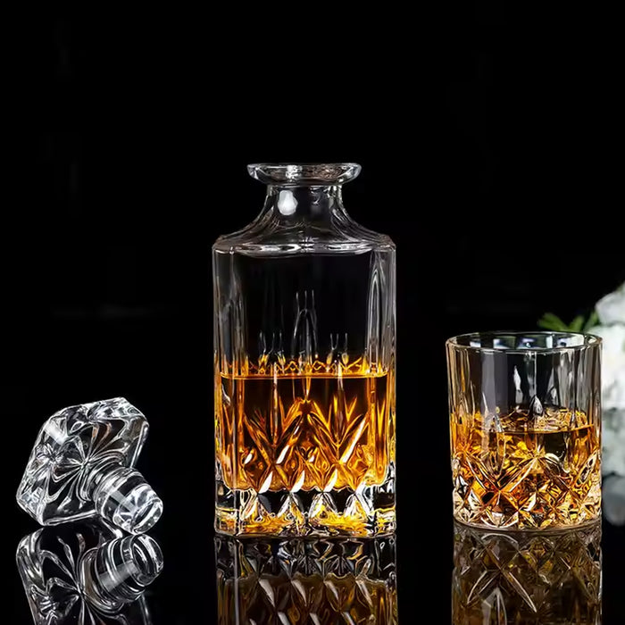 1 Decanter 4 Glasses Whisky Decanter Set Clear Glass