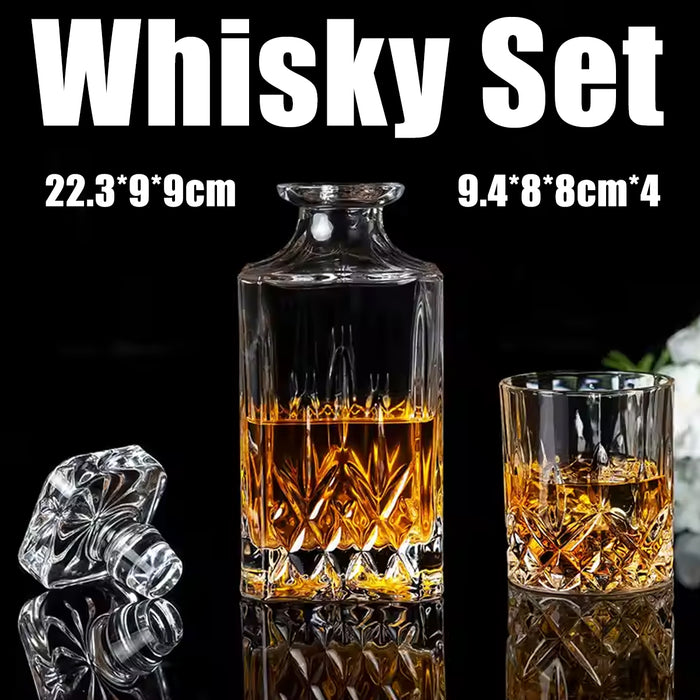 1 Decanter 4 Glasses Whisky Decanter Set Clear Glass