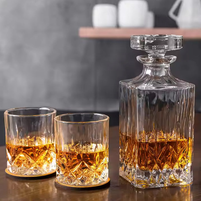 1 Decanter 4 Glasses Whisky Decanter Set Clear Glass