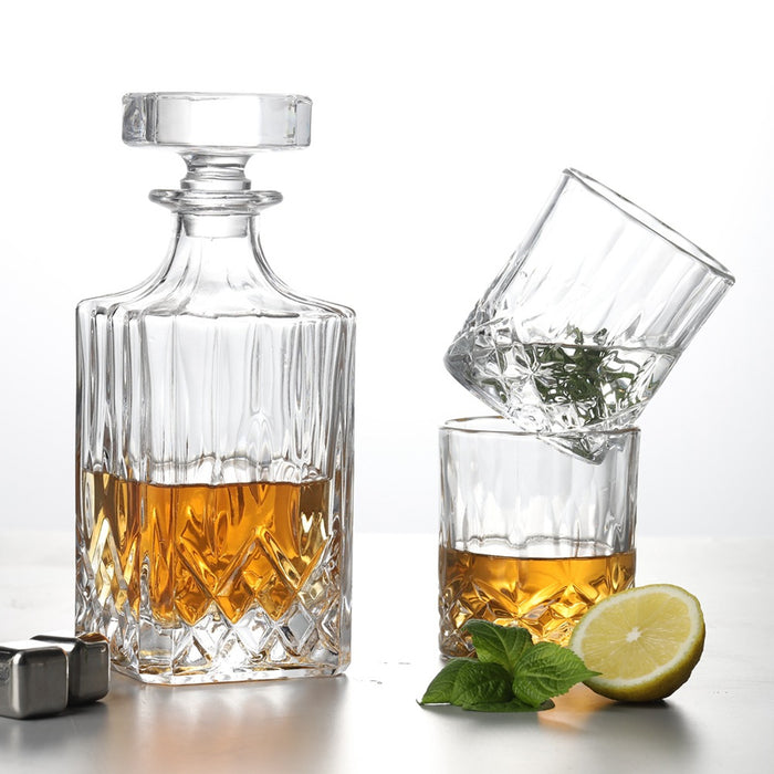 1 Decanter 4 Glasses Whisky Decanter Set Clear Glass