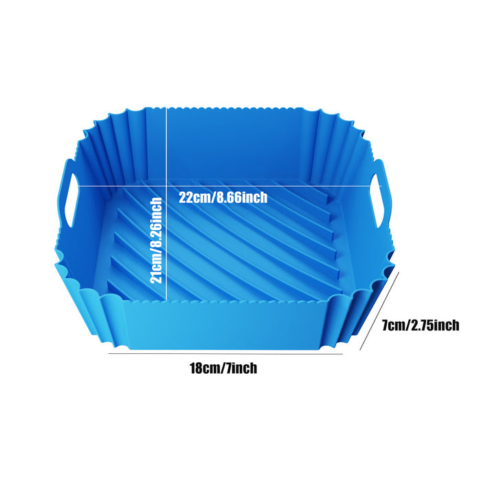 Silicone Air Fryer Pot Non-Stick with Handles, Grey, Black, Blue