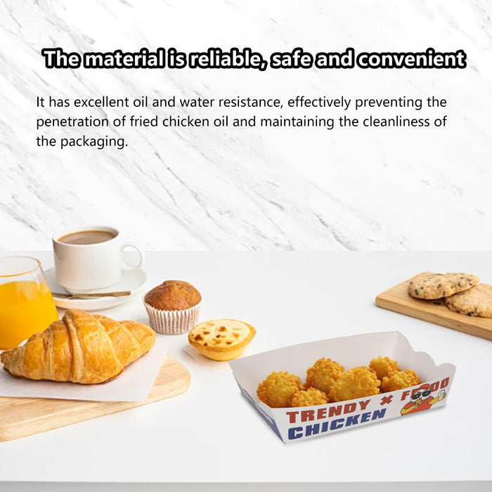 100PCS Disposable Snack Boxes Oil-Proof Leak-Resistant for Fast Food