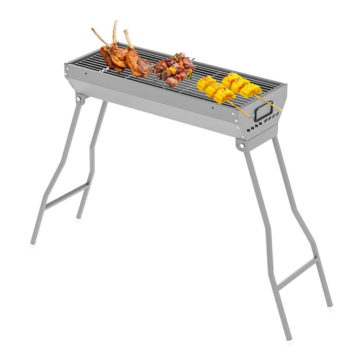 Large Outdoor Folding Barbecue Grill Iron 117 x 29 x 75 cm with Tongs