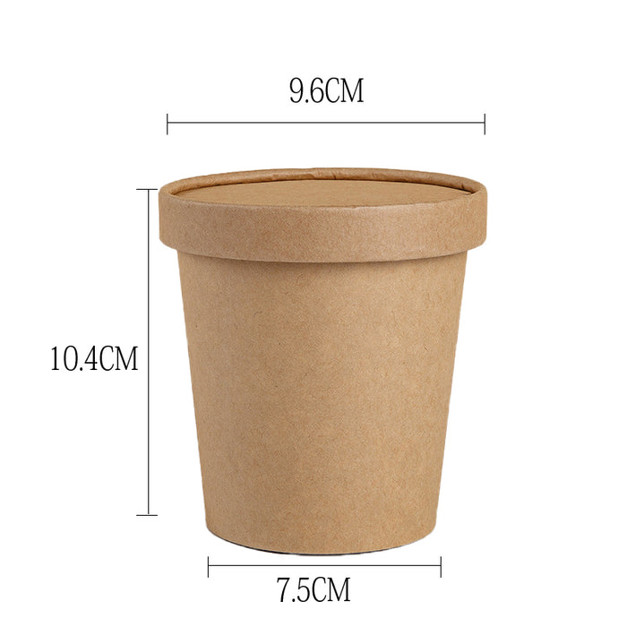 Kraft Paper Soup Bucket with Lid Compostable Heat Resistant