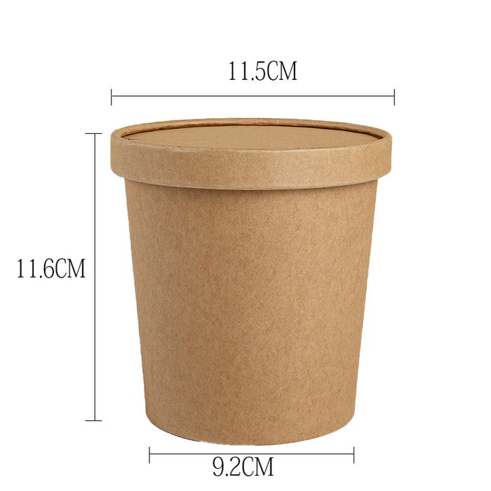 Kraft Paper Soup Bucket with Lid Compostable Heat Resistant
