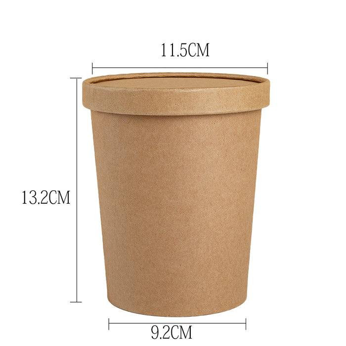 Kraft Paper Soup Bucket with Lid Compostable Heat Resistant