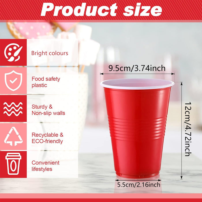 50PCS 16oz Red Plastic Party Cups With Textured Grip